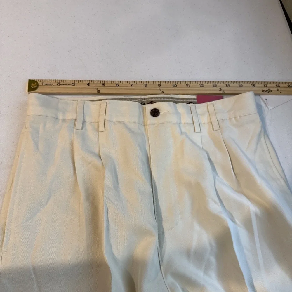 Caribbean Joe Pants Mens 32x34 Ivory Easy Care Pleated Dress Travel Classic New - Picture 9 of 10